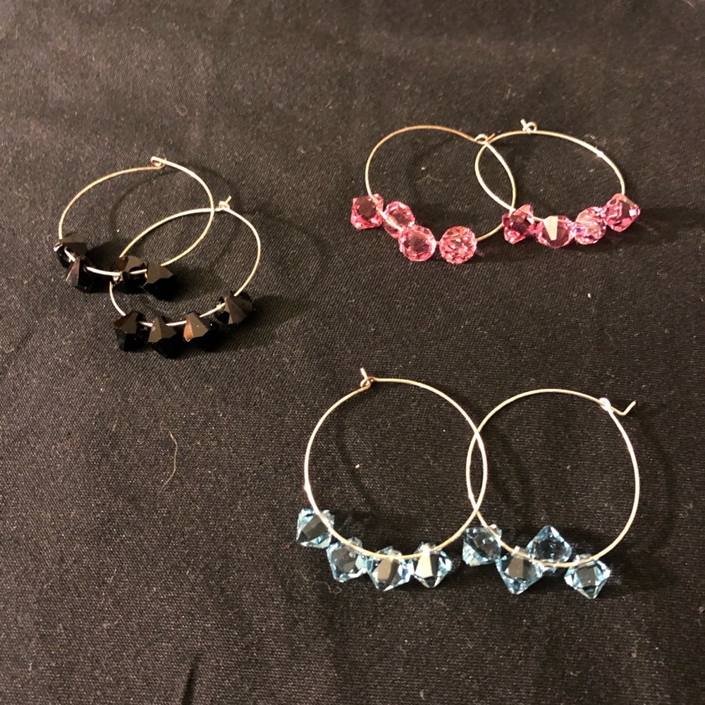 Swarovski Crystal earrings. Sterling silver hoops